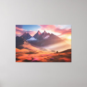 Lebhafte Berg- und Flusslandschaft Leinwanddruck