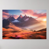 Lebhafte Berg- und Flusslandschaft Poster (Vorne)