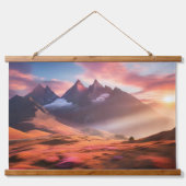 Lebhafte Berg- und Flusslandschaft Wandteppich Mit Holzrahmen (Vorne)