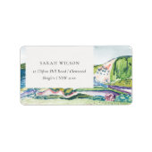 Lebhafte Bergkulisse Wasserfarbenadresse Adressaufkleber (Vorne)