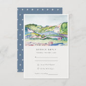 Lebhafte Berglandschaft Blush Green Wedding RSVP Begleitkarte (Vorne/Hinten)