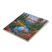 Lebhafte Berglandschaft mit Reflektion Fliese (Seite)