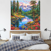 Lebhafte Berglandschaft mit Reflektion Leinwanddruck (Insitu (Schlafzimmer))