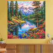 Lebhafte Berglandschaft mit Reflektion Leinwanddruck (Insitu (Wohnzimmer))