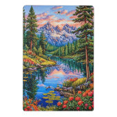 Lebhafte Berglandschaft mit Reflektion Mini Klemmbrett (Rückseite)