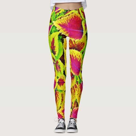 Lebhafte Blätter Pattern Dance Leggings (Vorderseite)