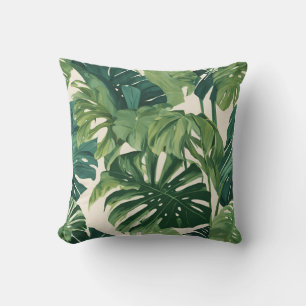 Lebhafte Blätter und Monstera Kissen