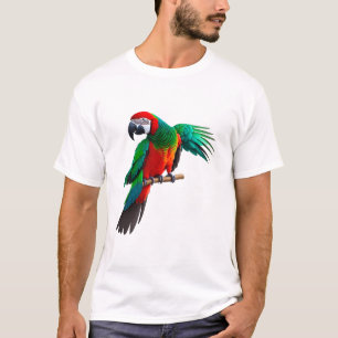 Lebhafte blau-gelbe Maca mit einem auffallenden Ro T-Shirt