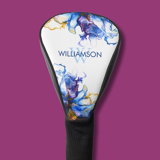 Lebhafte blaue Abstrakte Fluid Art Golf Headcover