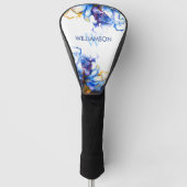 Lebhafte blaue Abstrakte Fluid Art Golf Headcover (Vorderseite)