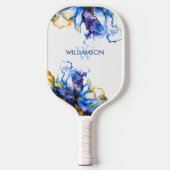 Lebhafte blaue Abstrakte Fluid Art Pickleball Schläger (Vorderseite)