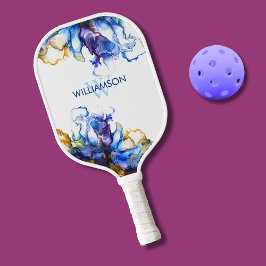 Lebhafte blaue Abstrakte Fluid Art Pickleball Schläger