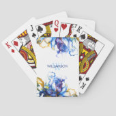 Lebhafte blaue Abstrakte Fluid Art Spielkarten (Rückseite)