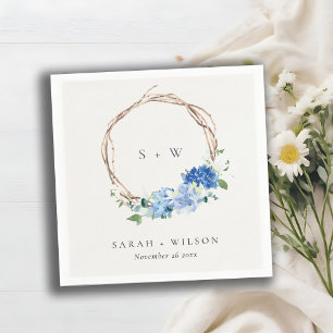 Lebhafte blaue Blumenkraut Serviette