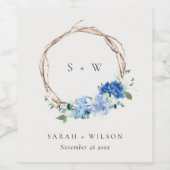 Lebhafte blaue Blumenkraut Weinetikett (Einzelnes Label)