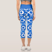 Lebhafte Blaue Geometrie Hochwaiste Leggings (Rückseite)