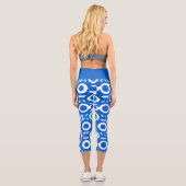 Lebhafte Blaue Geometrie Hochwaiste Leggings (Rückseite)