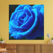 Lebhafte blaue Rose mit Wasserfällen Leinwanddruck (Insitu (Wohnzimmer))