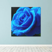 Lebhafte blaue Rose mit Wasserfällen Leinwanddruck (Insitu (Holzboden))