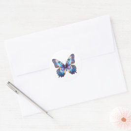 Lebhafte blaue Schmetterlingsklemme Runder Aufkleber
