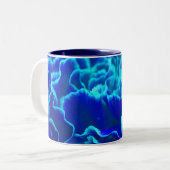 Lebhafte blaue und Aquamarine Carnation-Blume Zweifarbige Tasse (Vorderseite Links)