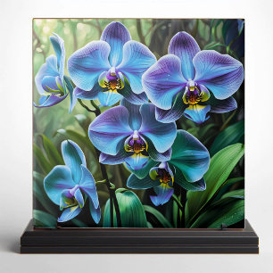 Lebhafte blaue und Lila Orchideen Fliese