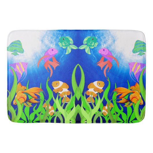 Lebhafte blaue Unterwasserfische Badematte (Vorderseite)