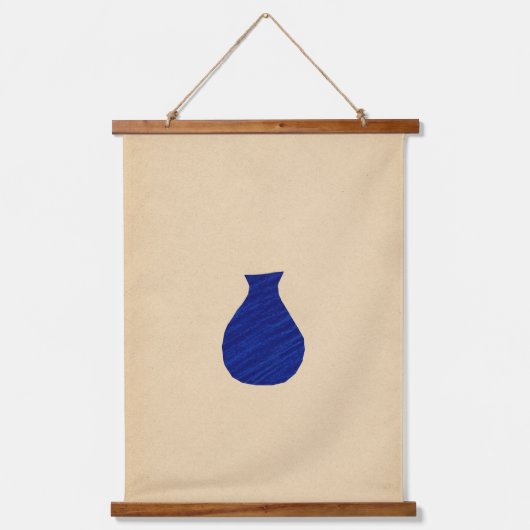 Lebhafte blaue Vasen Wandteppich Mit Holzrahmen (Vorderseite)