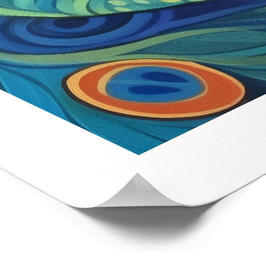 Lebhafte Blauwasserfarbe Peacock Poster (Ecke)