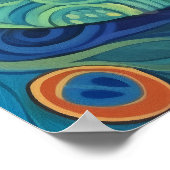 Lebhafte Blauwasserfarbe Peacock Poster (Ecke)