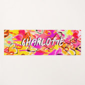 Lebhafte Bliss: Rosa und gelbe Graffiti-Herzen Yogamatte (Vorderseite (Horizontal))