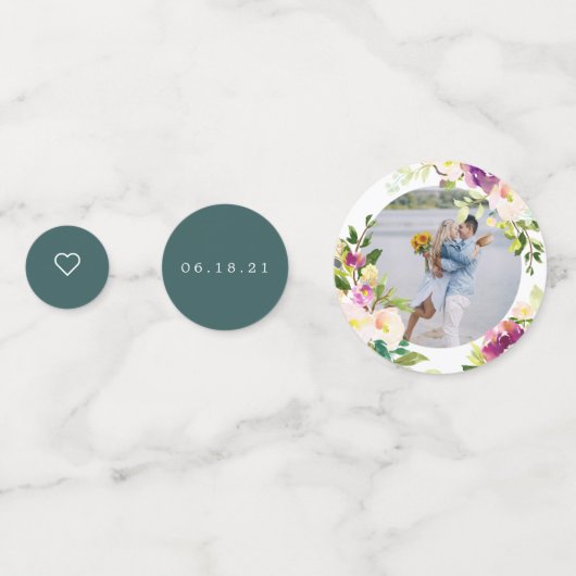 Lebhafte Bloom-Personalisierte Hochzeit Konfetti (Rückseiten)