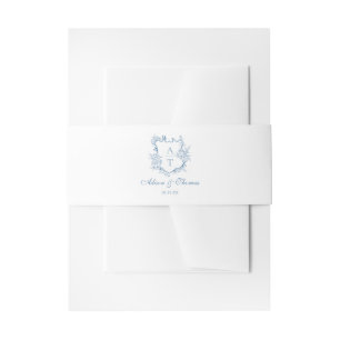 Lebhafte Blue Classic Monogram Wappen Wedding Einladungsbanderole