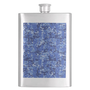 Lebhafte Blue Digital Camouflage Camouflage Textur Flachmann