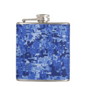 Lebhafte Blue Digital Camouflage Camouflage Textur Flachmann (Vorderseite)