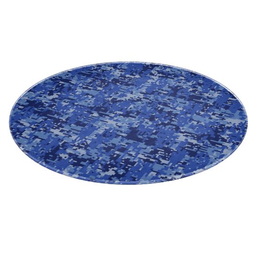 Lebhafte Blue Digital Camouflage Camouflage Textur Schneidebrett (Ecke)
