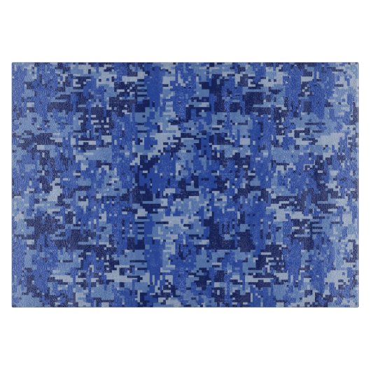 Lebhafte Blue Digital Camouflage Camouflage Textur Schneidebrett (Vorderseite)
