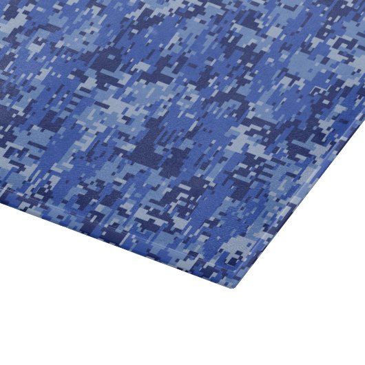 Lebhafte Blue Digital Camouflage Camouflage Textur Schneidebrett (Ecke)