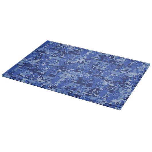 Lebhafte Blue Digital Camouflage Camouflage Textur Schneidebrett (Ecke)