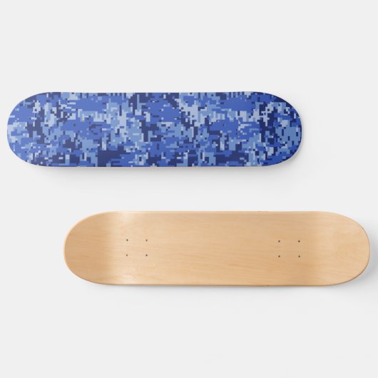 Lebhafte Blue Digital Camouflage Camouflage Textur Skateboard (Horizontal)