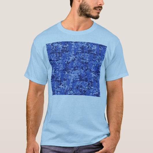 Lebhafte Blue Digital Camouflage Camouflage Textur T-Shirt (Vorderseite)