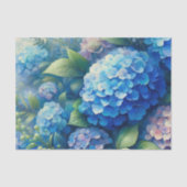 Lebhafte Blue Hydrangea und Blätter Dekoupage Seidenpapier (Vorderseite)