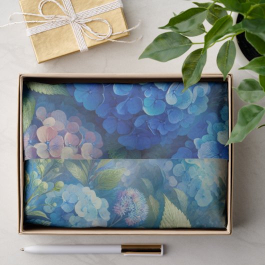Lebhafte Blue Hydrangea und Blätter Dekoupage Seidenpapier (Geschenk)