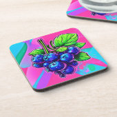 Lebhafte Blueberry Artwork Getränkeuntersetzer (Linke Seite)