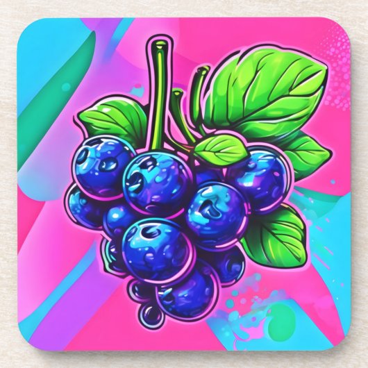 Lebhafte Blueberry Artwork Getränkeuntersetzer (Vorderseite)