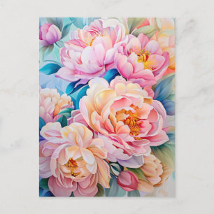 Lebhafte blühende Zwerge in weichem Pastellton Postkarte