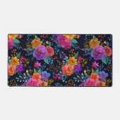 Lebhafte Blume auf dem Schwarzen Elegant Vintag Schreibtischunterlage (Vorderseite)