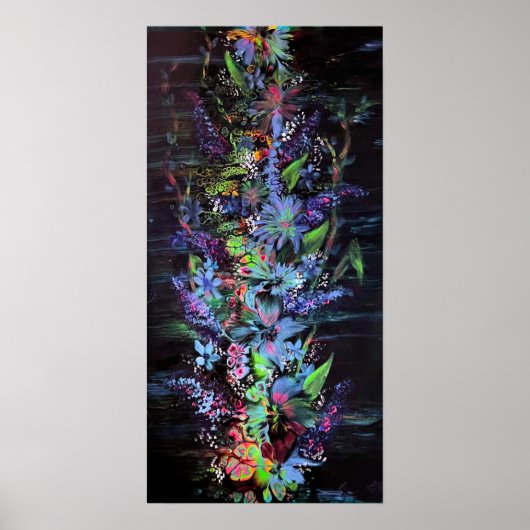 Lebhafte Blume auf Schwarzweißdruck Poster (Vorne)