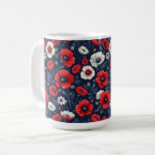 Lebhafte Blume aus Rot und Weißmohn Kaffeetasse (Vorderseite Links)