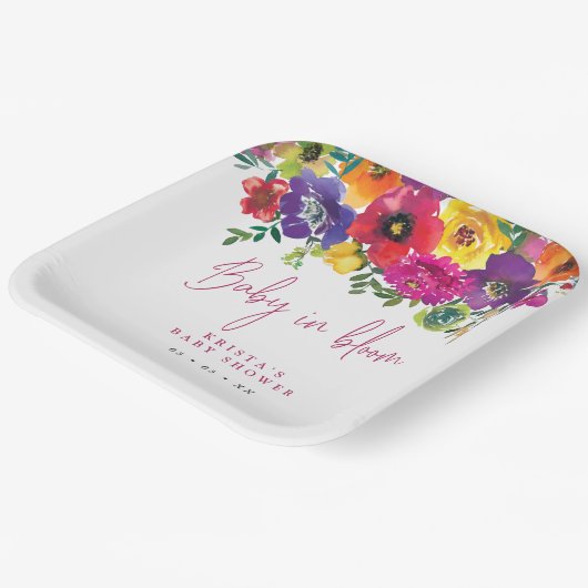 Lebhafte Blume Baby in Blütendusche Pappteller (Gewinkelt)